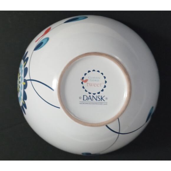 Dansk Classic Fjord Tweet Bowl White Blue Bird 6.75" - Picture 3 of 6